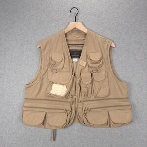 Canvasback Mens Size Medium Beige Khaki Yellowstone Fishing Vest Gorpcore